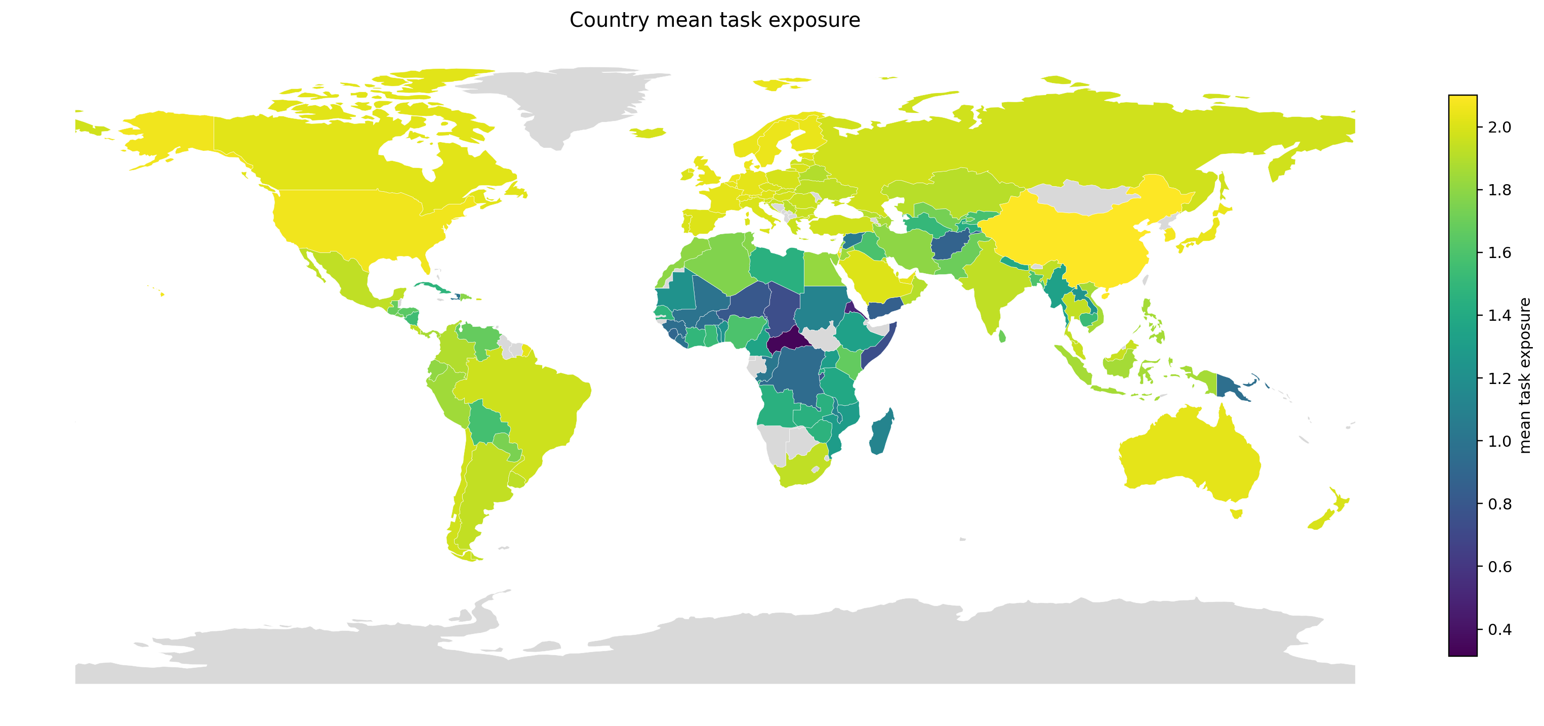 Country map of mean task exposure